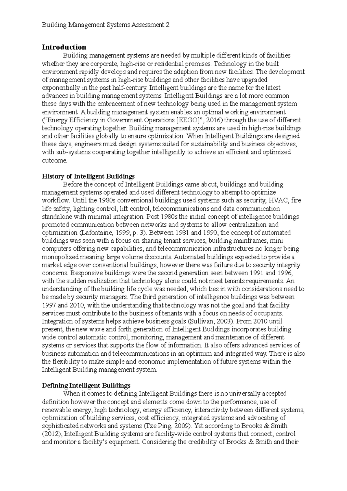 BMS Assessment 2 - Building Management Systems Assignment 2 ...