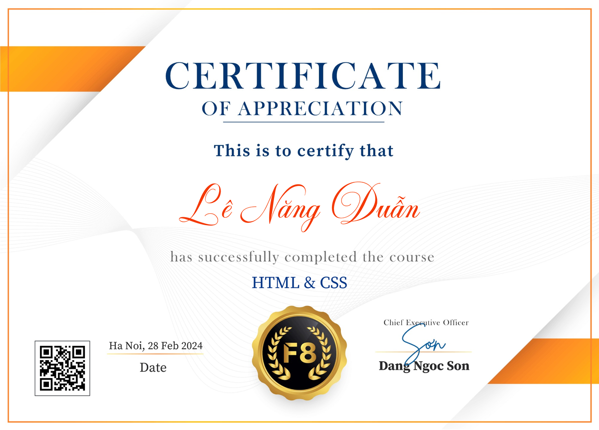 Lê Năng Duẫn HTML & CSS Certificate - Cong Nghe Thong tin - Lê Năng ...