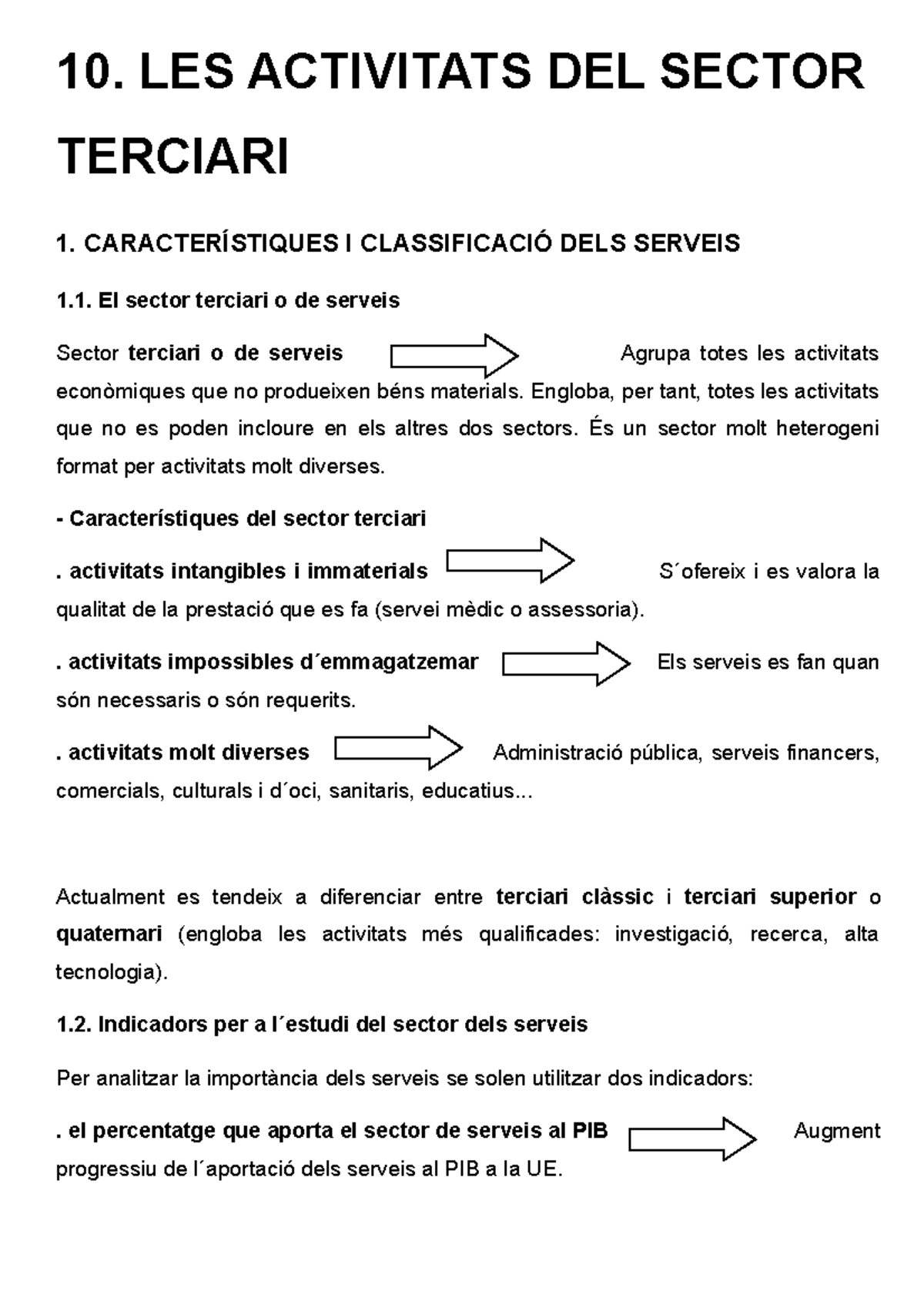 Resum Tema 10 - 10. LES ACTIVITATS DEL SECTOR TERCIARI 1 ...