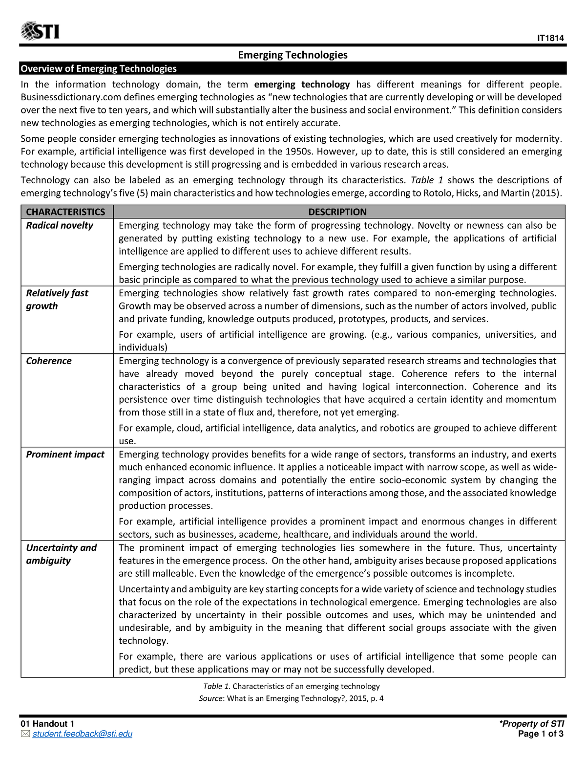 01 Handout 1(31) - read carefully - 01 Handout 1 *Property of STI ...