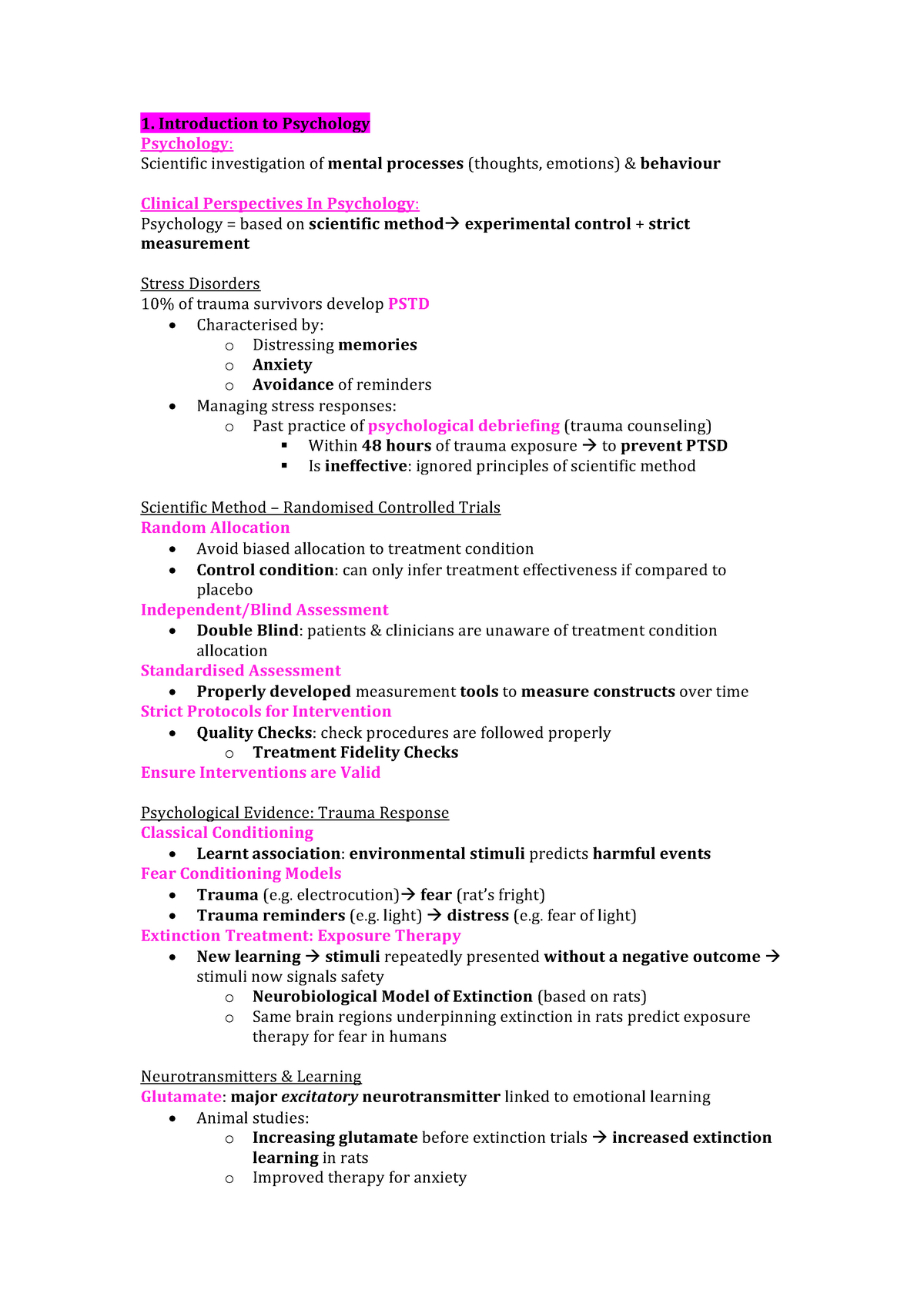 Introductory Psychology Study Notes - 1. Introduction To Psychology ...