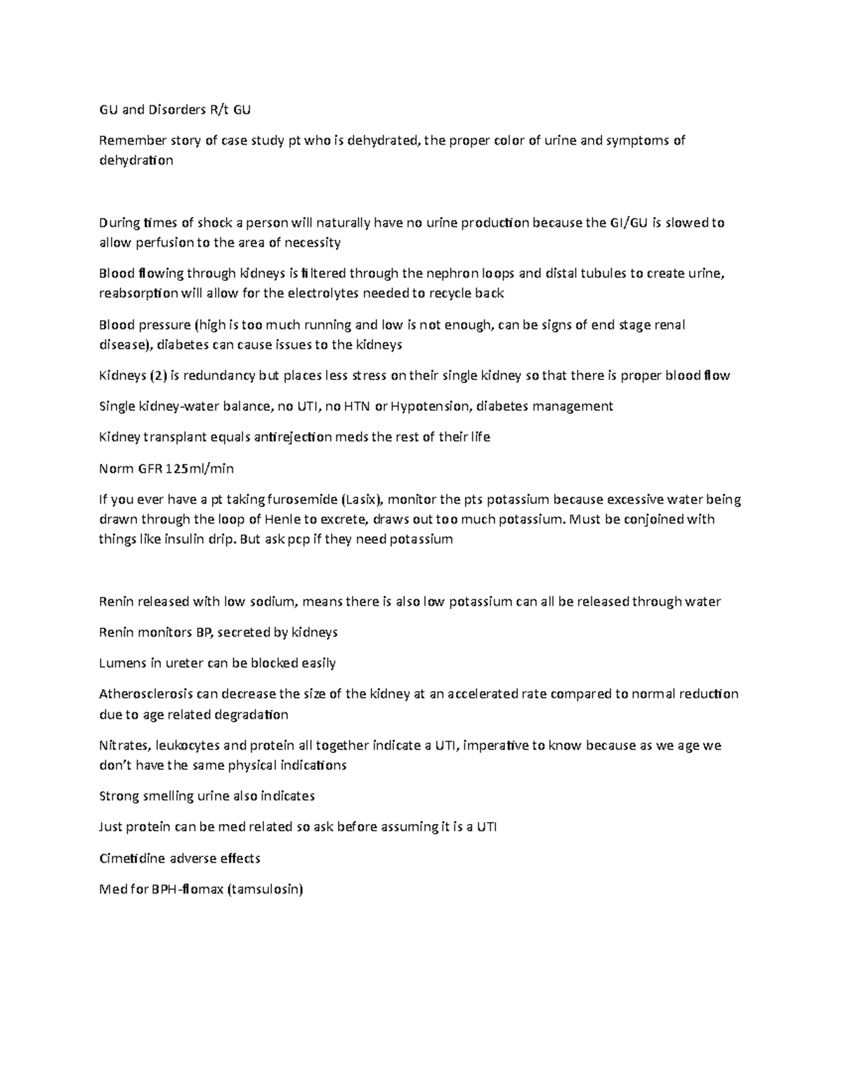 GU and GU Disorders Notes- GI, GU Chapter Harding - GU and Disorders R ...