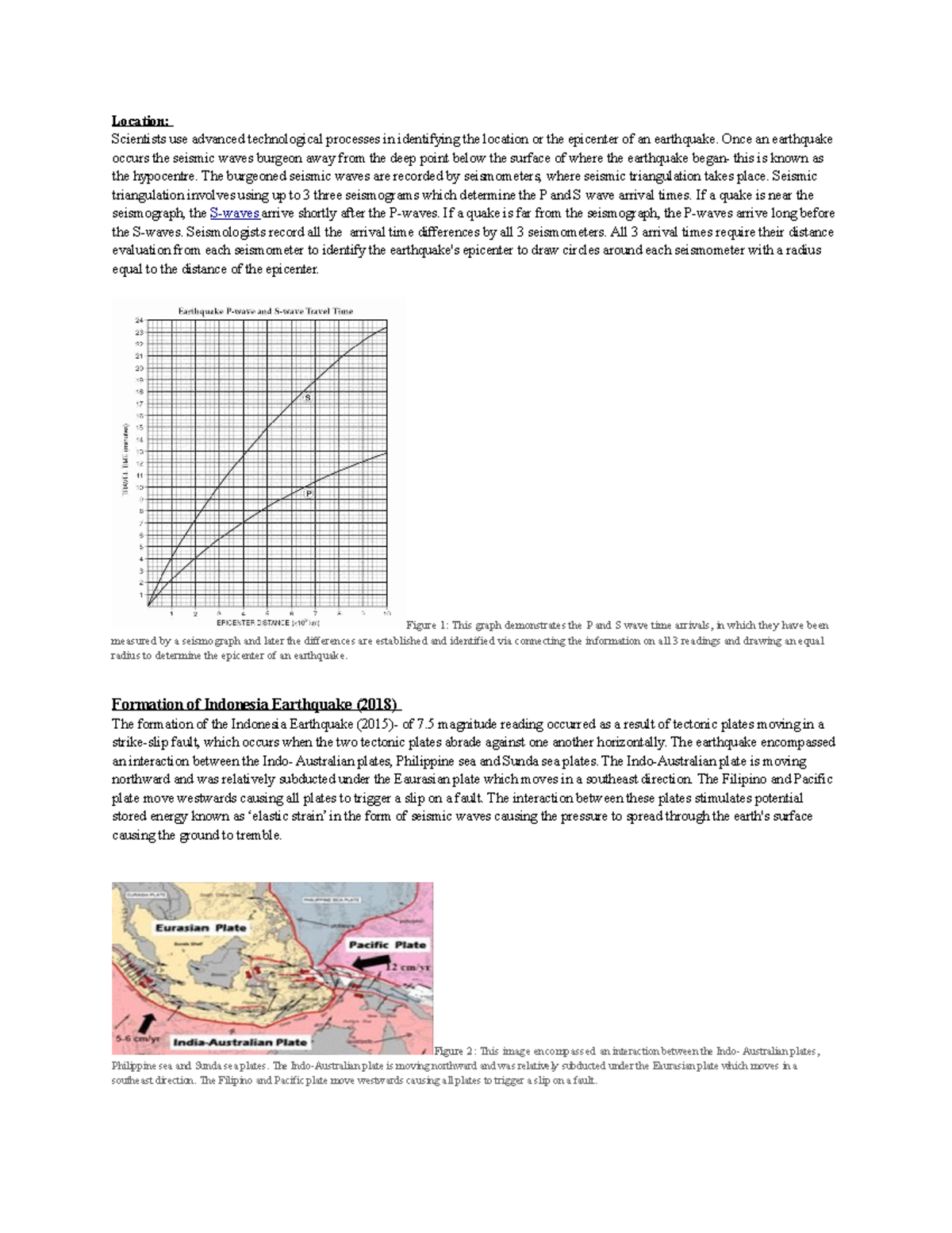 assignment of earthquake