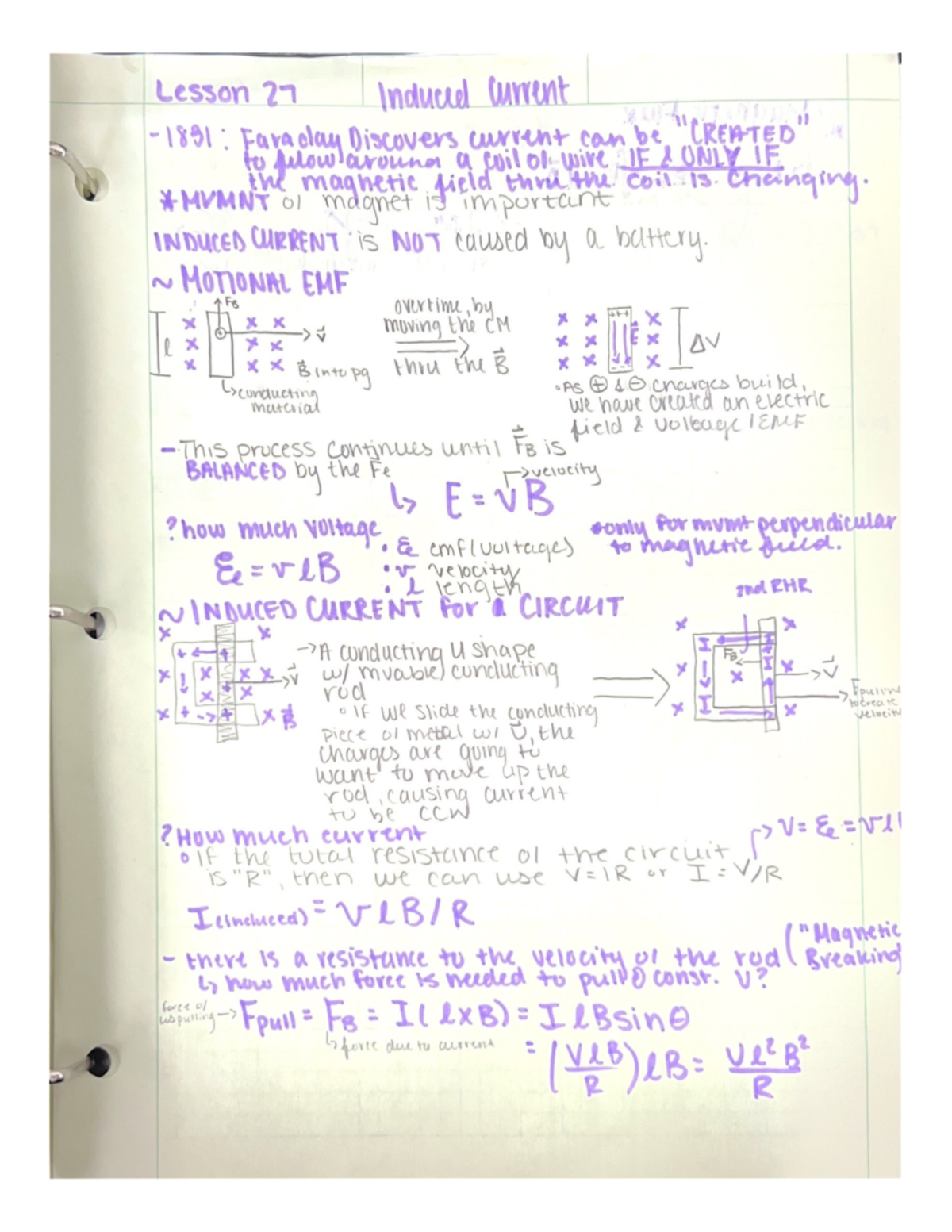 Lesson 27 Induced Current - PHY 317L - Studocu