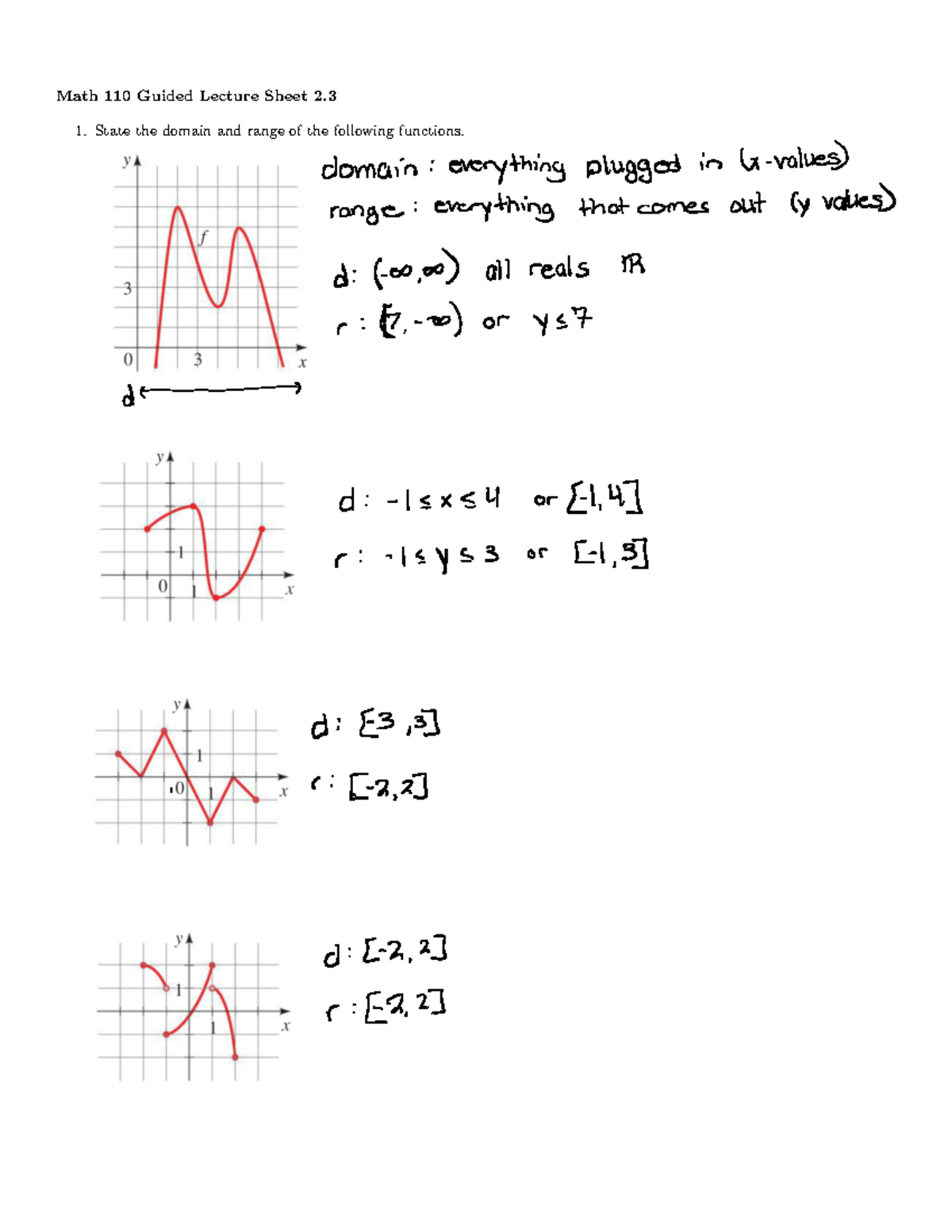 Guided Lecture Notes 2 - Math 110 Guided Lecture Sheet 2. 1. State the ...