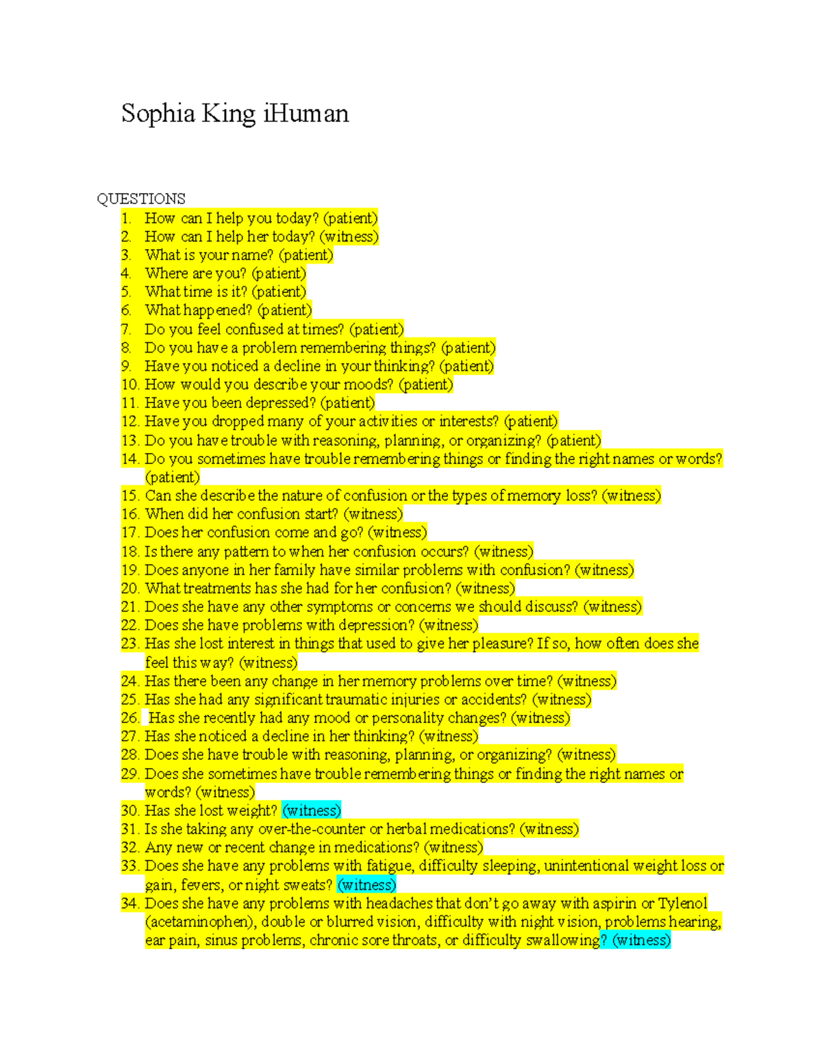 I Human Questions Ella West Alzheimers - Sophia King iHuman QUESTIONS ...