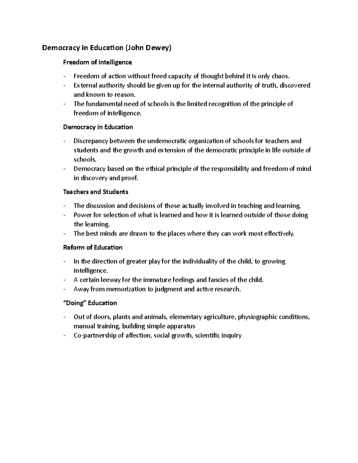 Democracy in Education - External authority should be given up for the ...