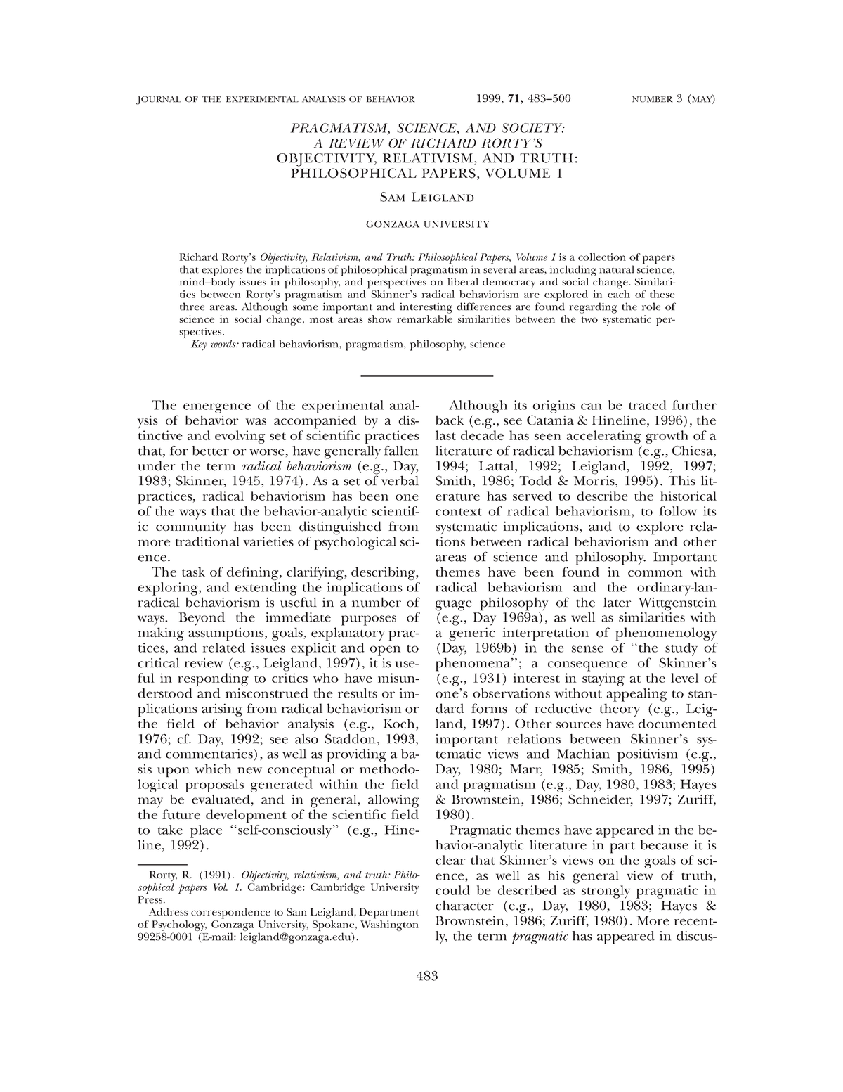 Jeabehav 007100300483 - 483 JOURNAL OF THE EXPERIMENTAL ANALYSIS OF ...