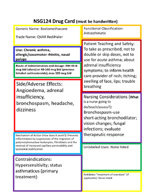 Diphenhydramine - drug card - NSG 124 - NSG124 Drug Card(must be ...