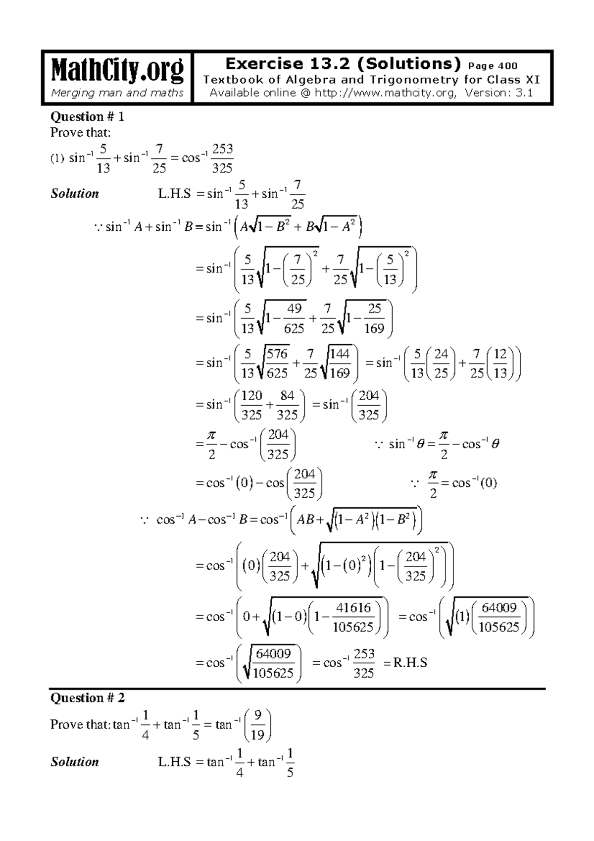 Ex 13 2 fsc part1 ver3 1 - MathCity Merging man and maths Exercise 13 ...