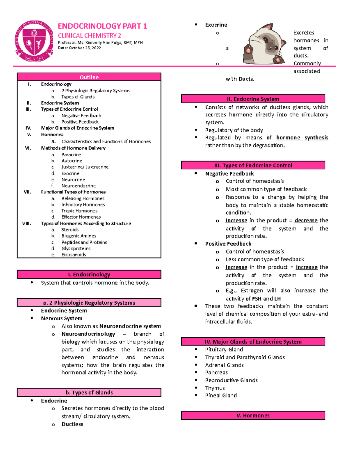 Endocrinology PART 1 - Clinical Chemistry 2 - ENDOCRINOLOGY PART 1 ...