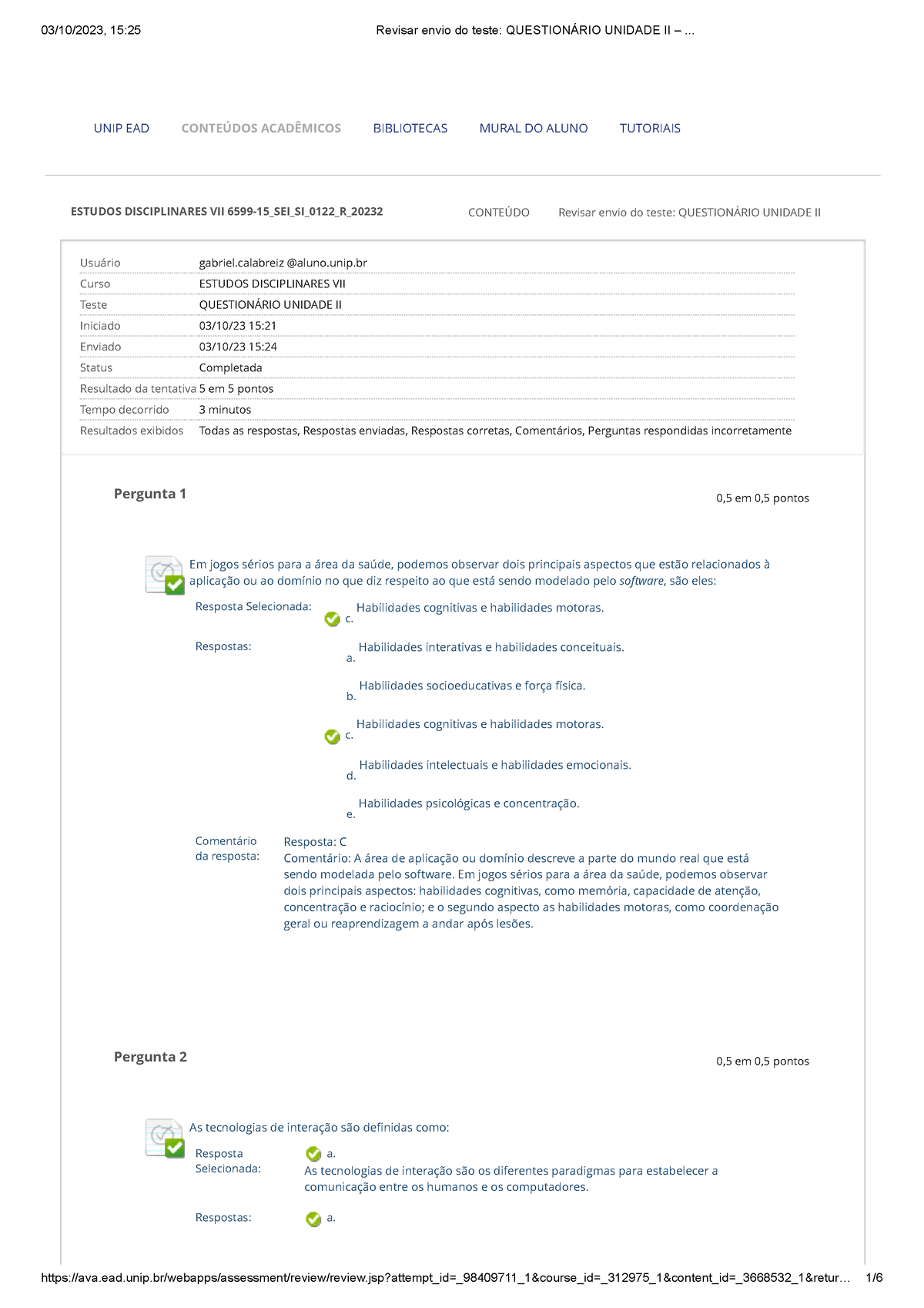 Revisar Envio Do Teste Questionário Unidade II – Estudos - ESTUDOS ...