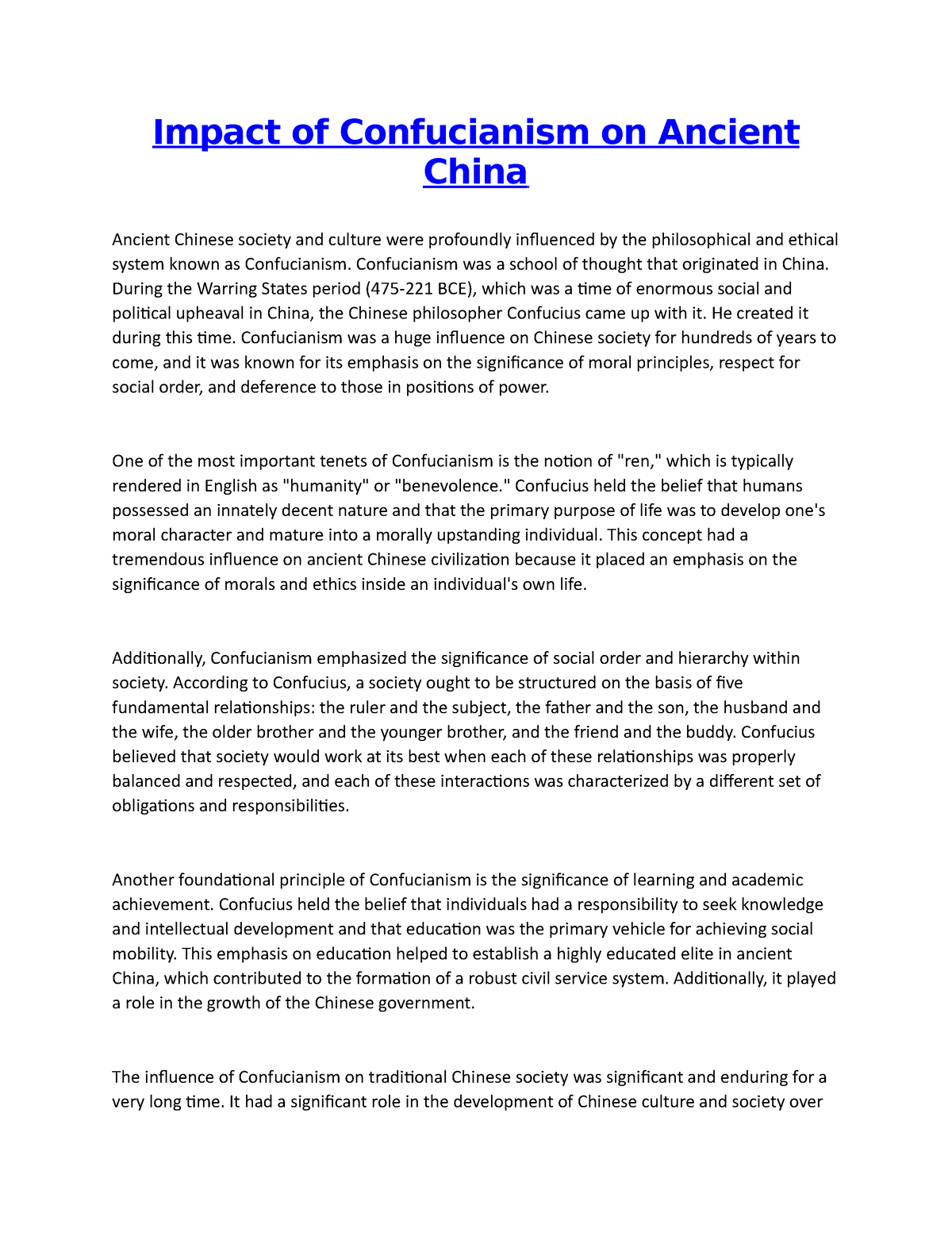 confucianism argumentative essay