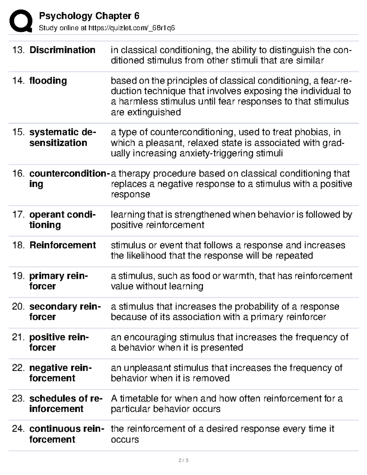 chapter 6 homework psychology quizlet