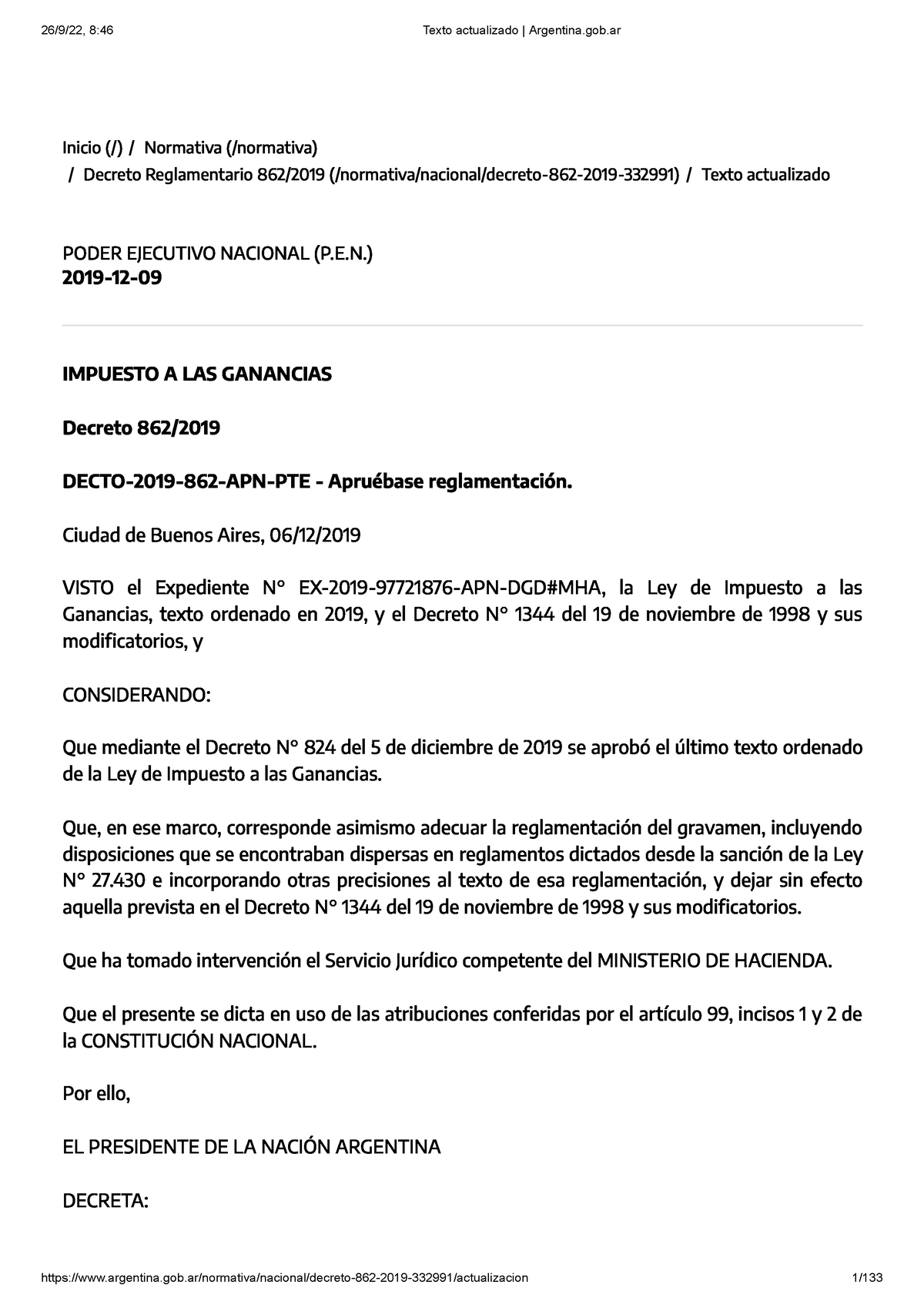 Decreto Reglamentario Texto Actualizado Argentina - Inicio ...