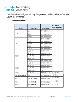 Lab 4-2 Packet Tracer - Student Configure Named Standard IPv4 ACLs ...
