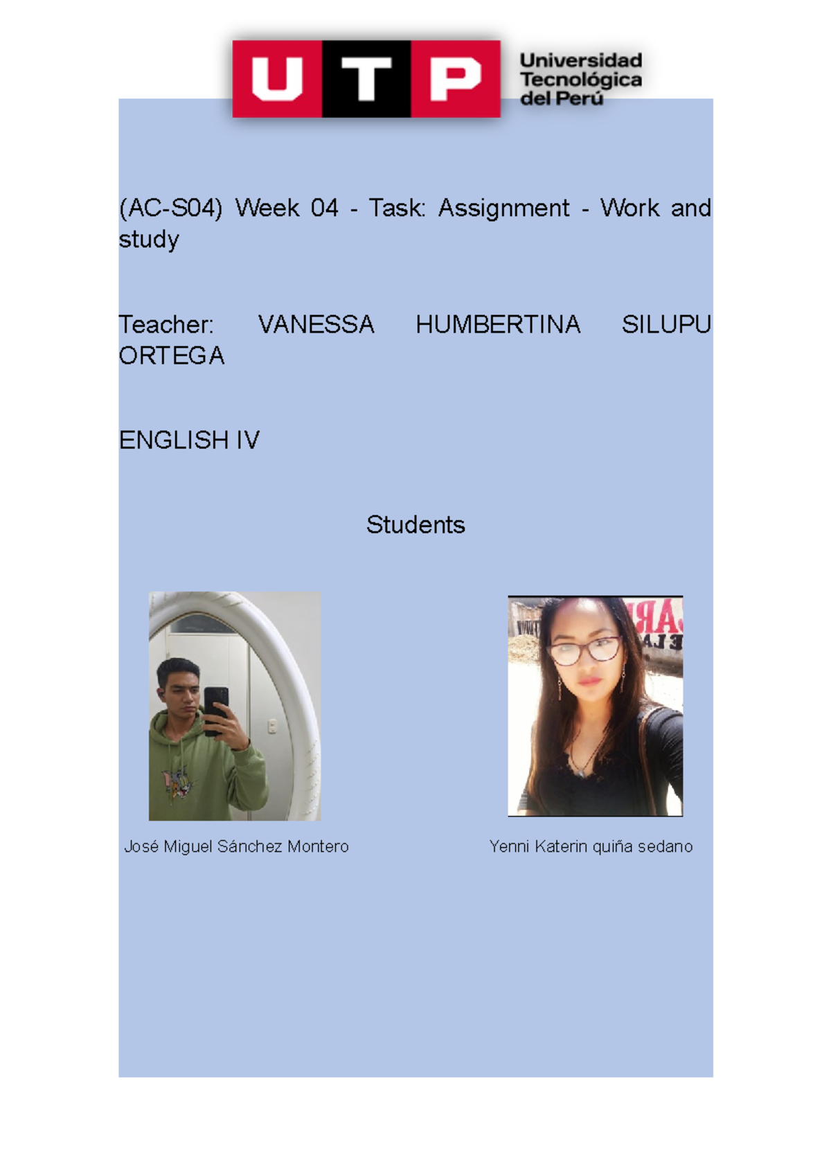 Ingles Es La Tarea De La Semana 4 Ac S04 Week 04 Task