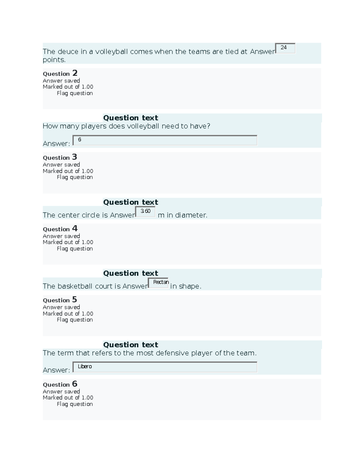 Pe quiz 1 2 computer aided The deuce in a volleyball comes when the