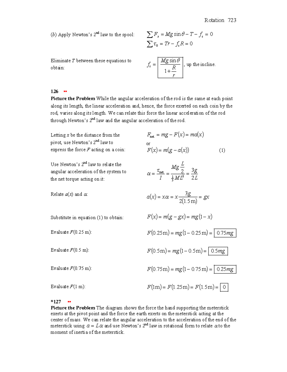 Physics Material - Rotation 723 (b) Apply Newton’s 2 nd law to the ...