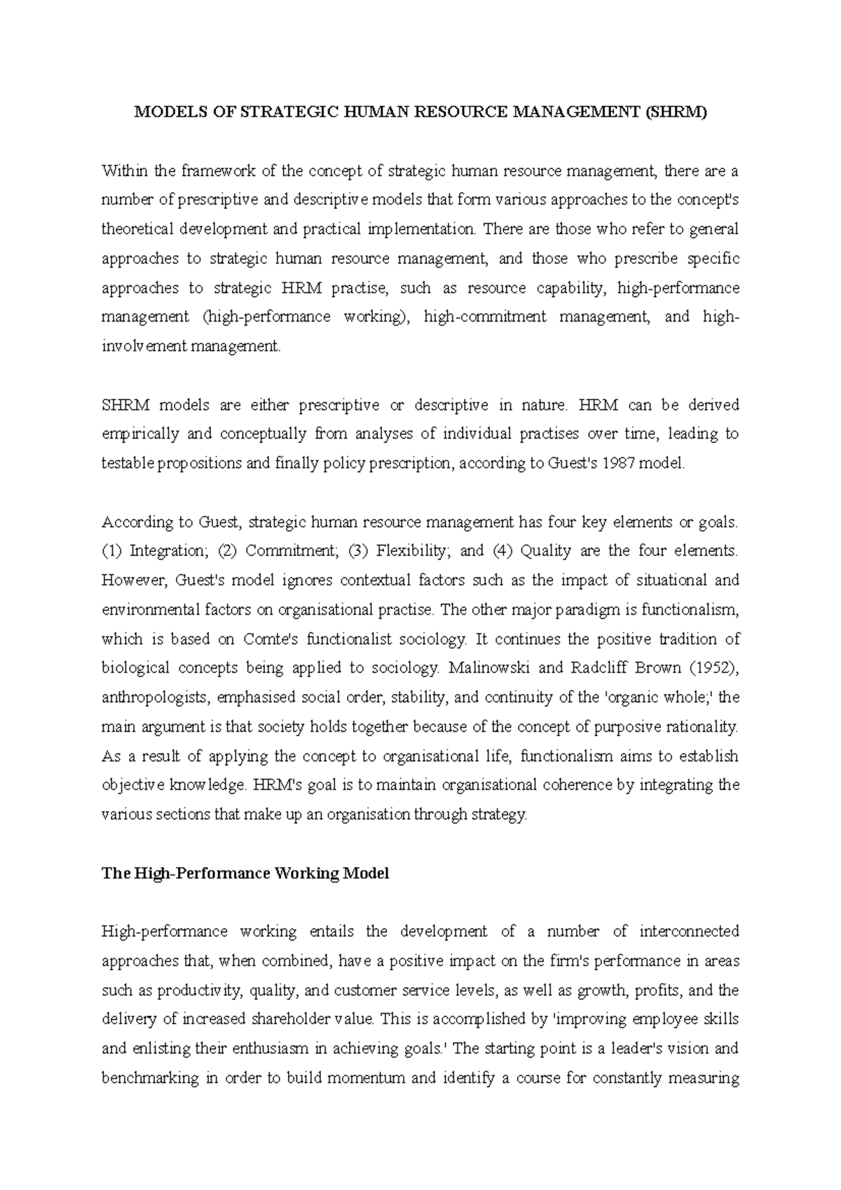 models-of-strategic-human-resource-management-shrm-models-of