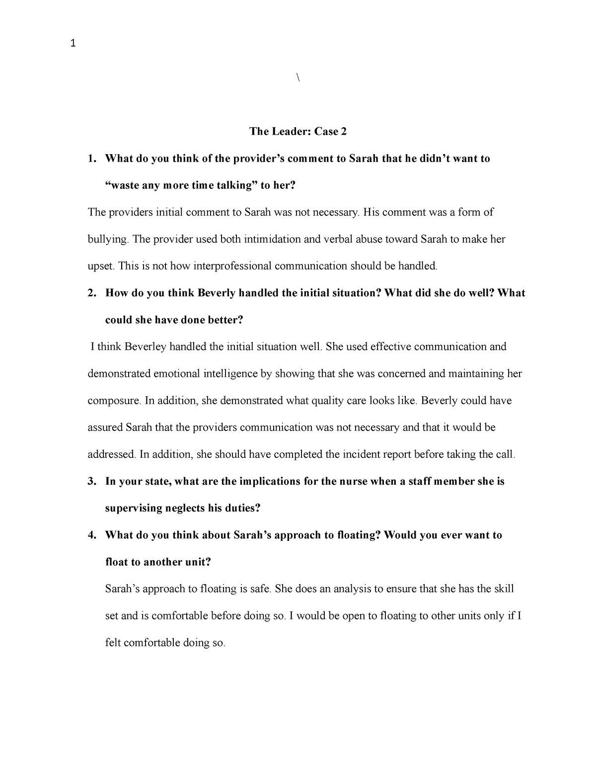 ati the leader case study 2 quizlet