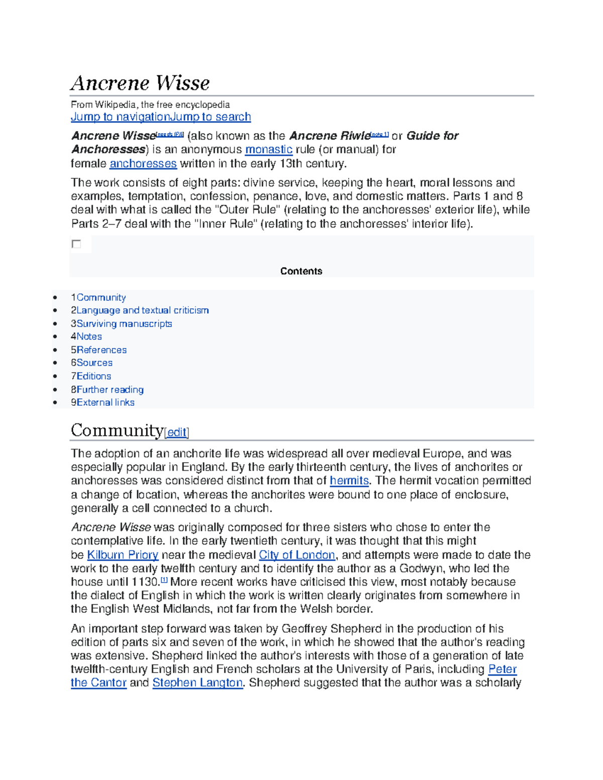 Ancrene Wisse just read Ancrene Wisse From Wikipedia, the free