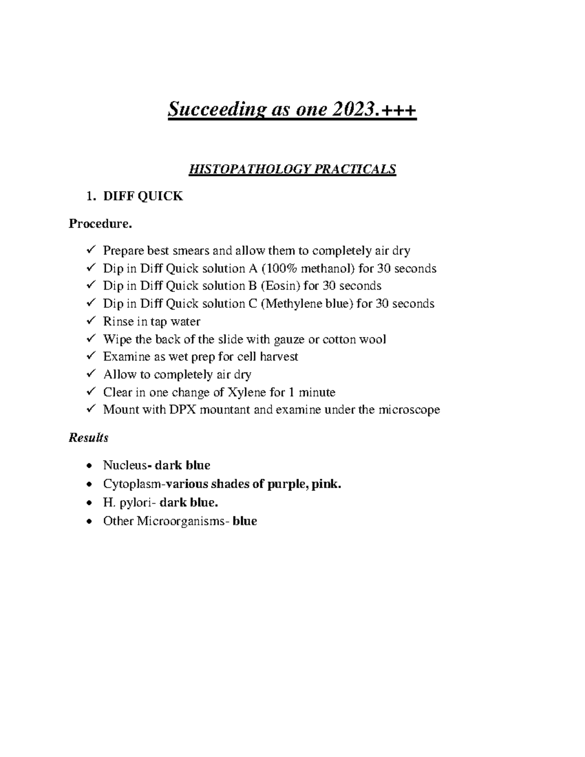 Histo Practicals - Succeeding as one 2023.+++ HISTOPATHOLOGY PRACTICALS ...