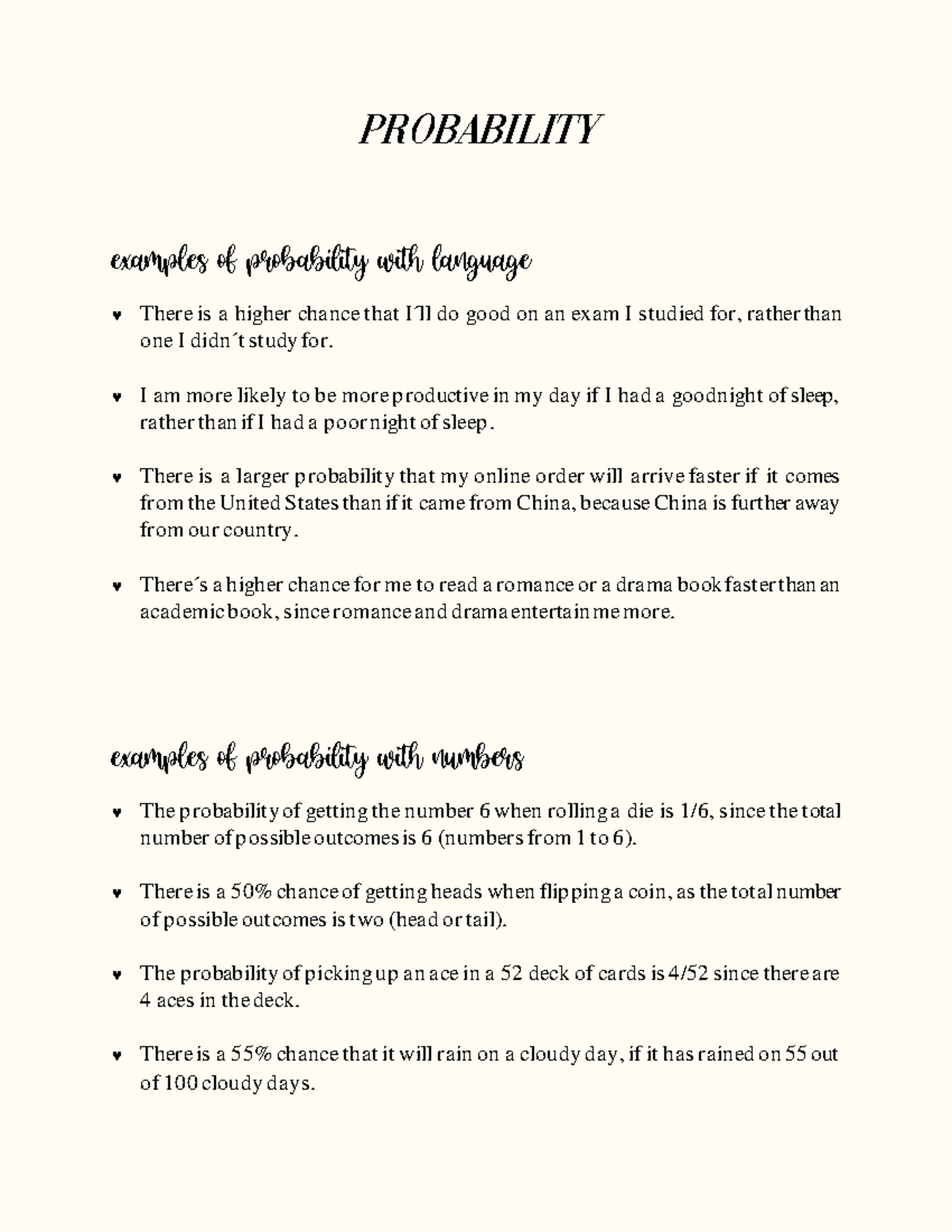 Statistics - Probability with languange and numbers - PROBABILITY ...