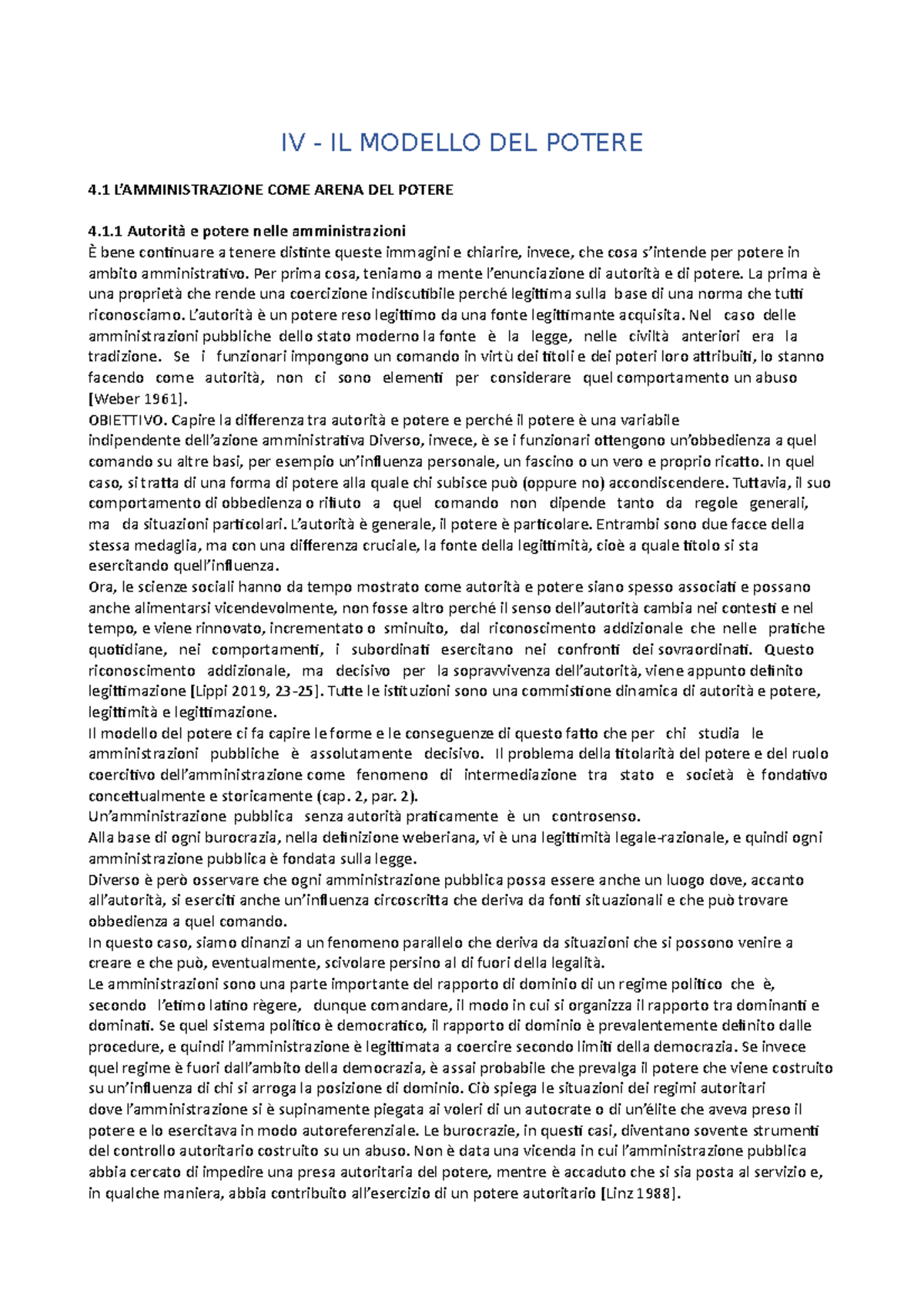 IL MODELLO DEL POTERE - 1 Autorità e potere nelle amministrazioni È ...