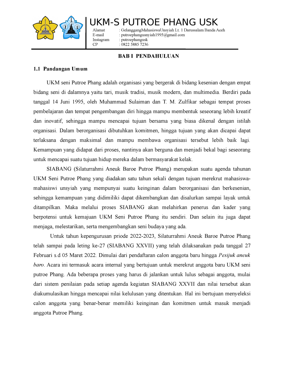 7.2 LPJ Siabang 27 - LPJ Kegiatan - Alamat : GelanggangMahasiswaUnsyiah ...