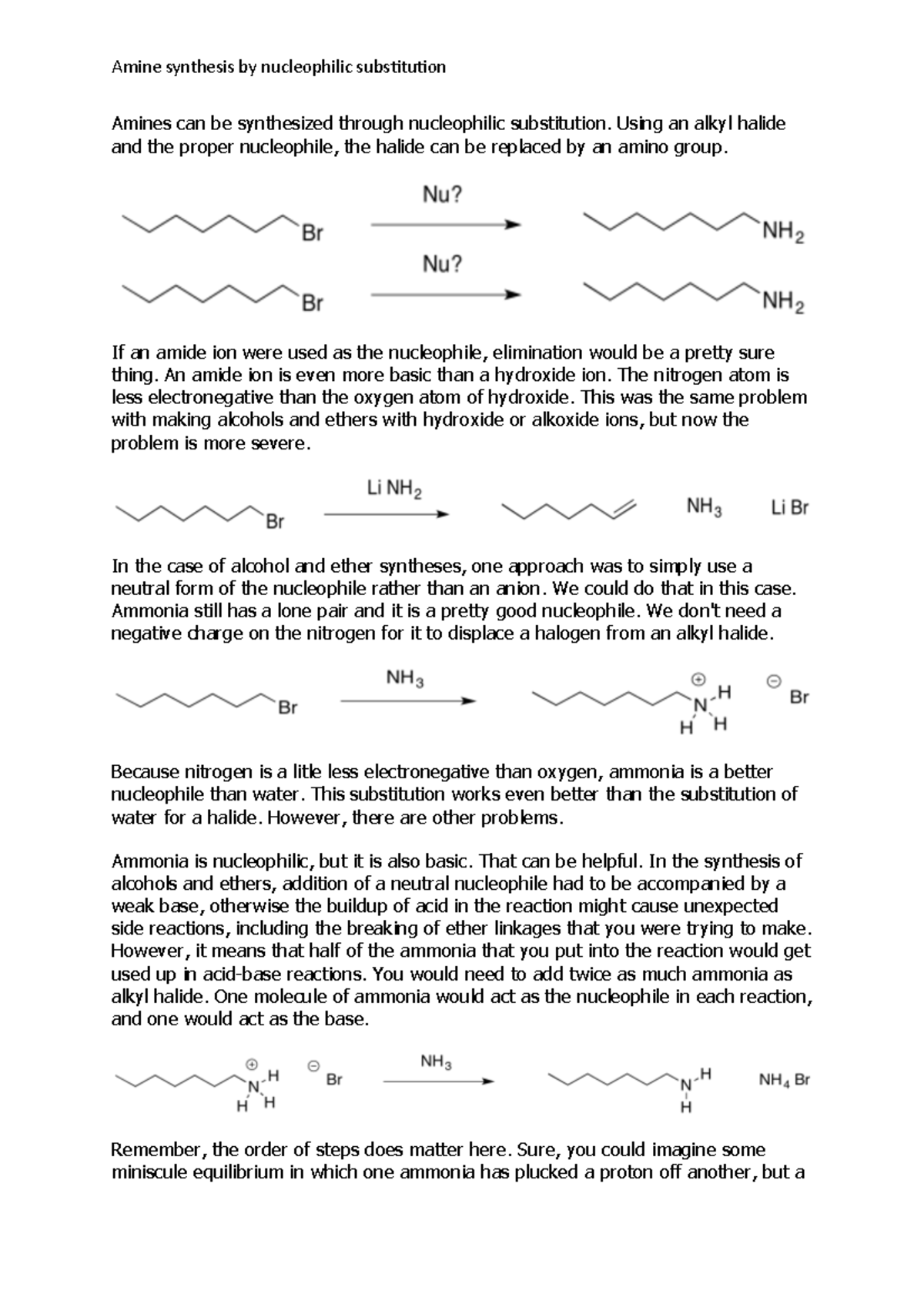 Amines synthesis via nucleophilic substitution - Amine synthesis by ...