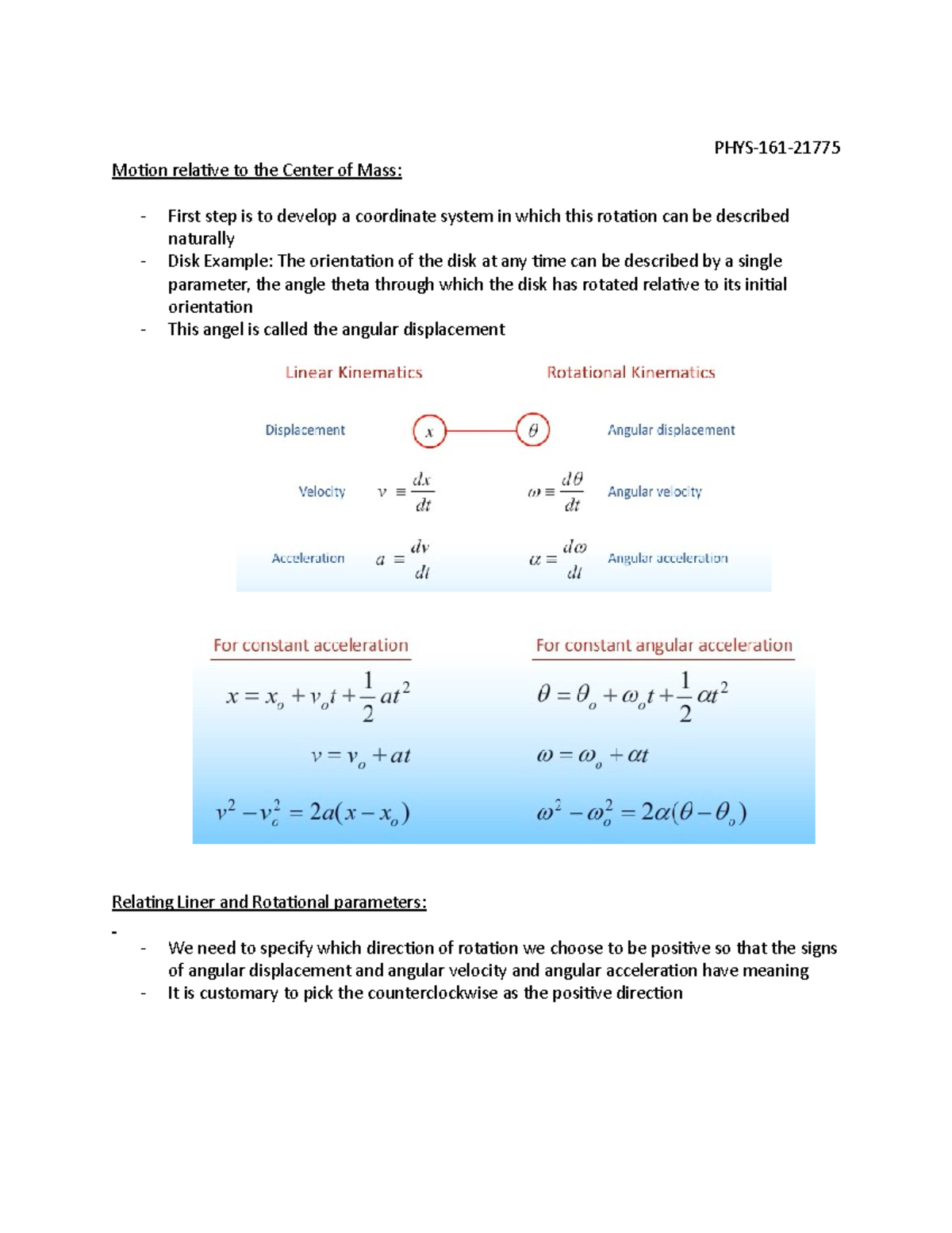 Rotational Kinematics And Moment Of Inertia [Pre-Lecture] - PHYS-161 ...