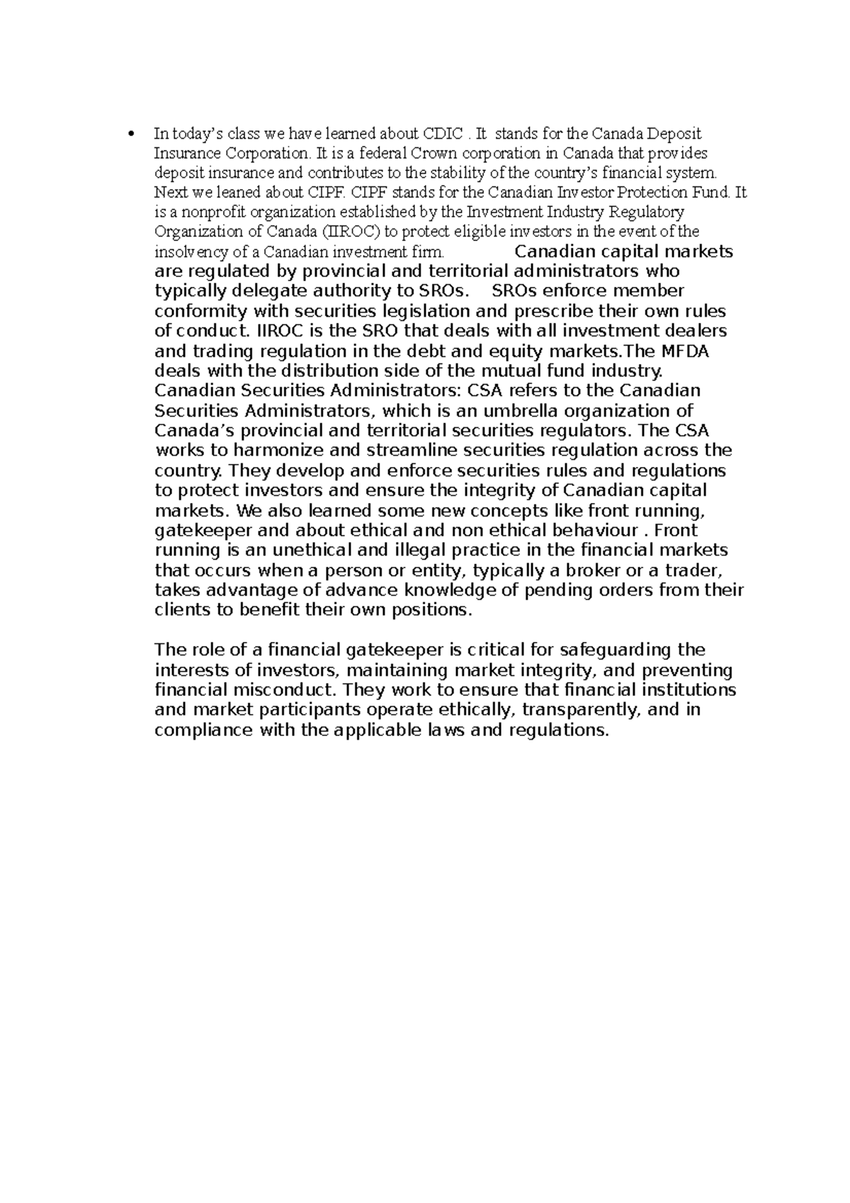 Log book - Assignment - In today’s class we have learned about CDIC. It ...