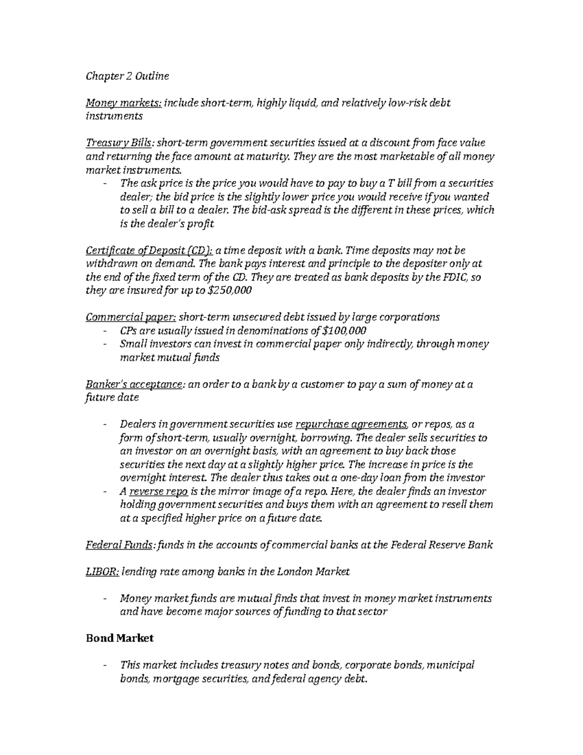 Chapter 2 Outline - Summary Essentials of Investments - Chapter 2 ...