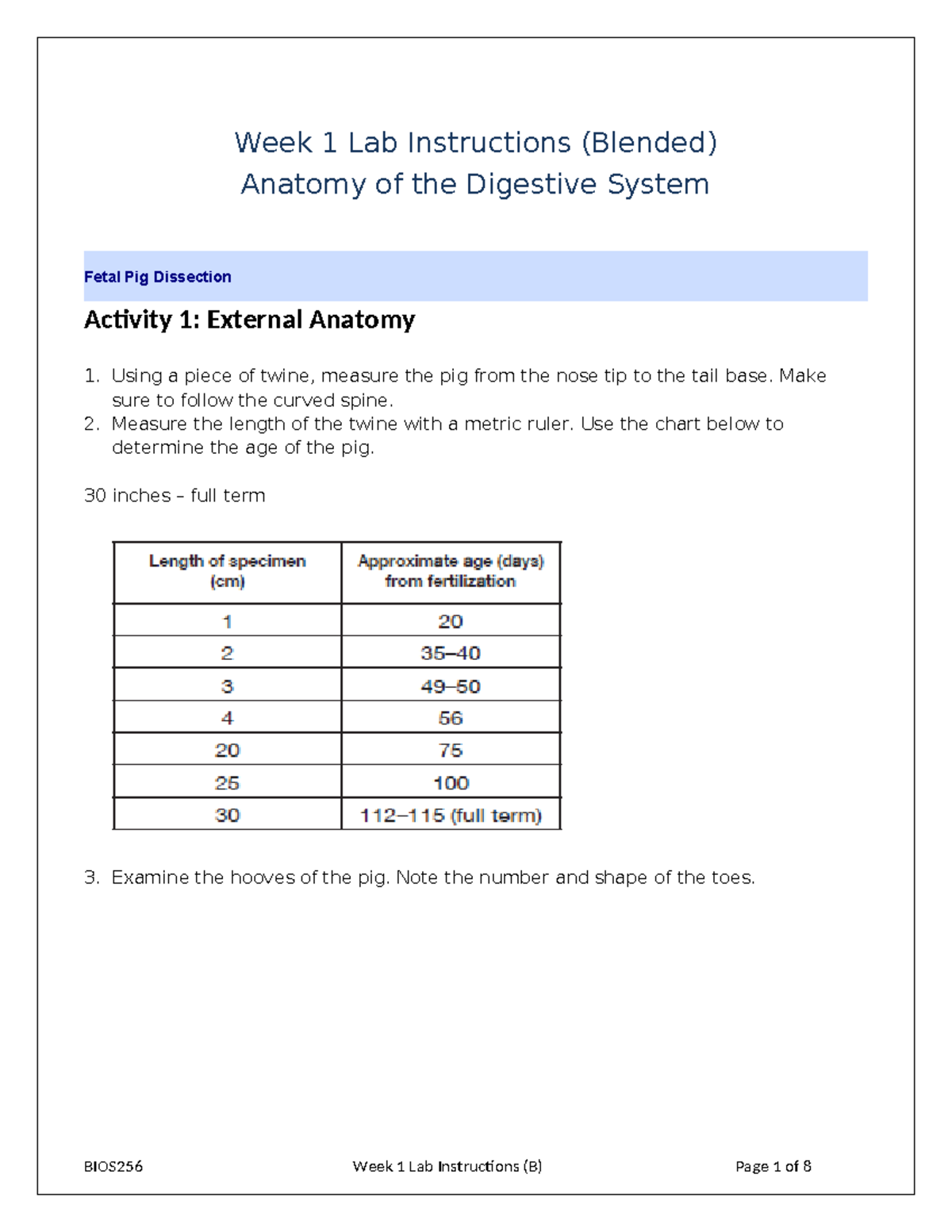 BIOS256 Week 1 Lab - Lab - Week 1 Lab Instructions (Blended) Anatomy Of ...