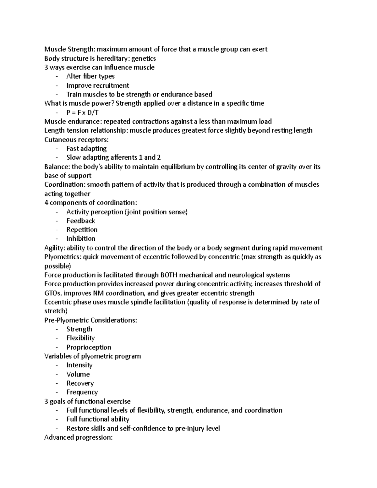 Muscle Strength - Lecture notes 6 - Muscle Strength: maximum amount of ...