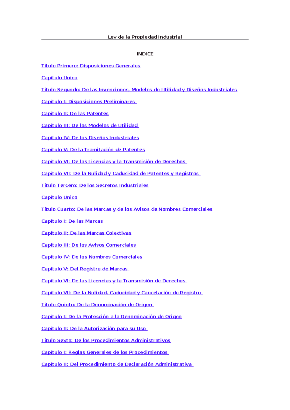Ley de Propiedad Industrial de México - Ley de la Propiedad Industrial ...