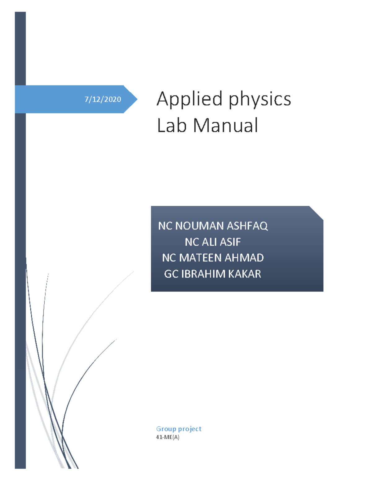 Compiled Group Lab Manual - 7/12/ Applied physics Lab Manual Group ...
