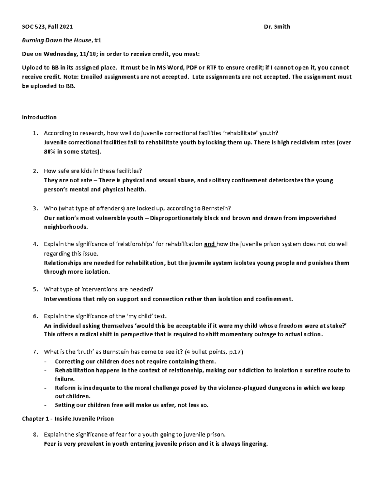 Burning Down the House, 1, 2021 SOC 523, Fall 2021 Dr. Smith Burning