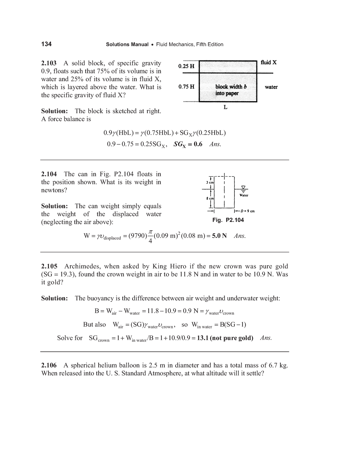 Hydraulics practice questions 134 Solutions Manual Fluid Mechanics