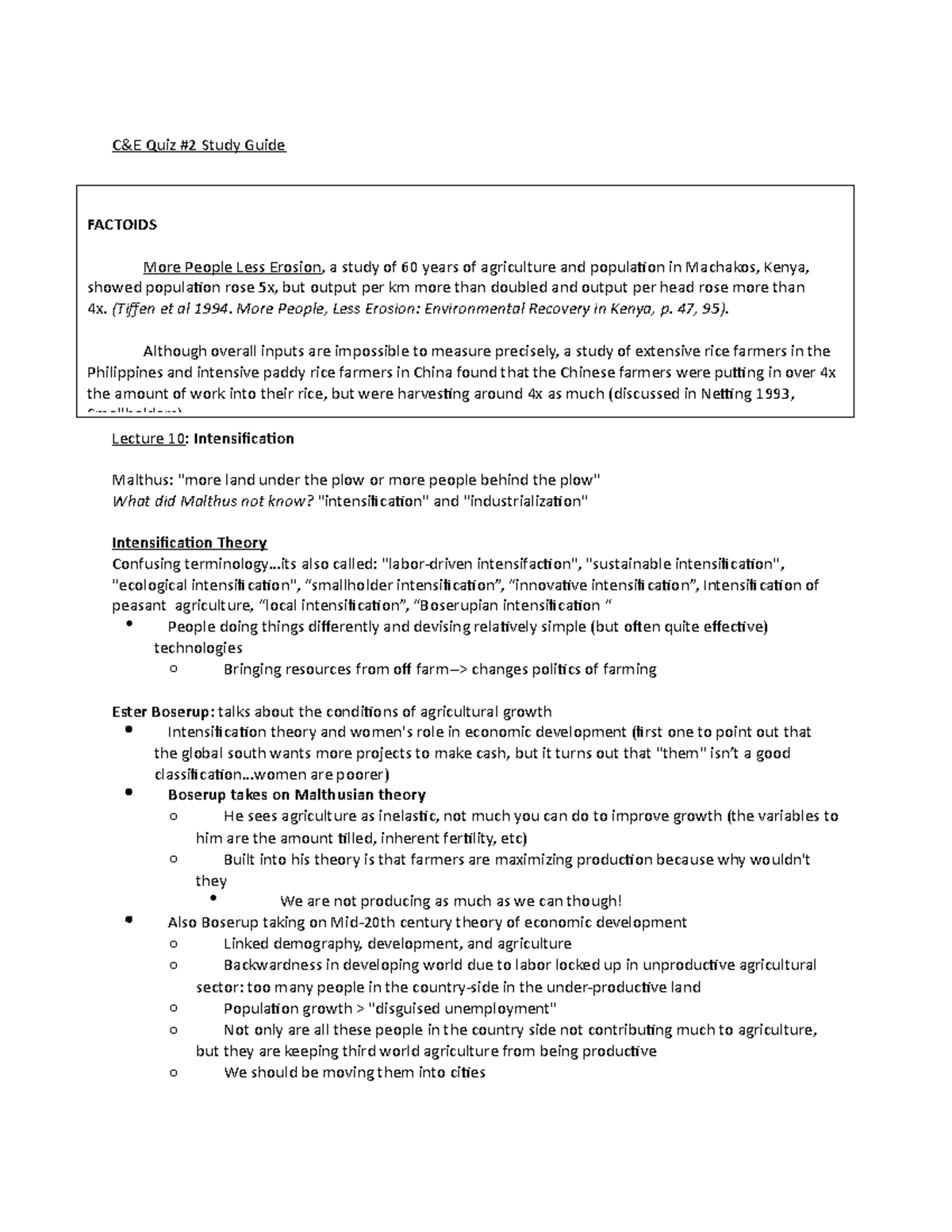 C&E Test 2 Study Guide - C&E Quiz #2 Study Guide Lecture 10 ...