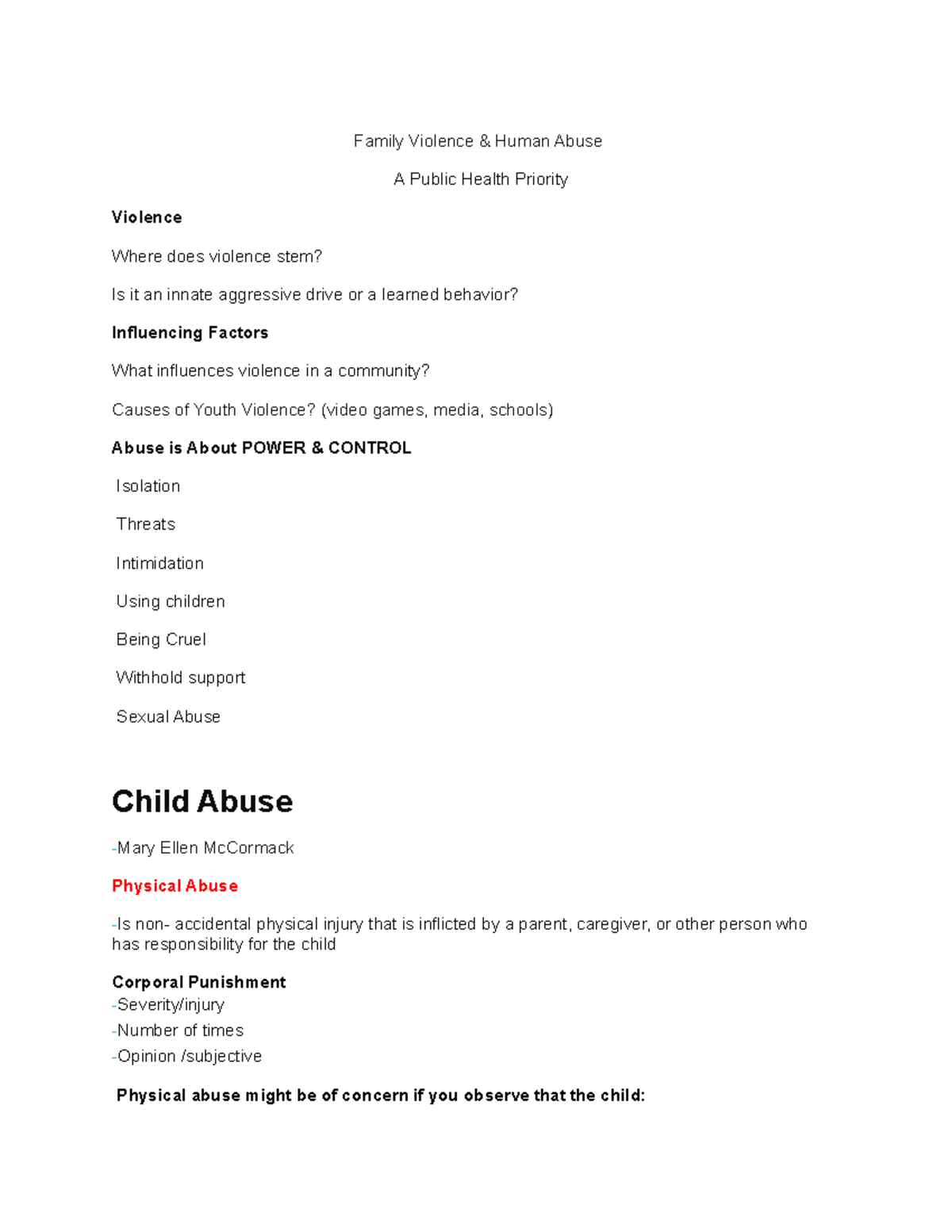 Human Abuse and Violence - Family Violence & Human Abuse A Public ...