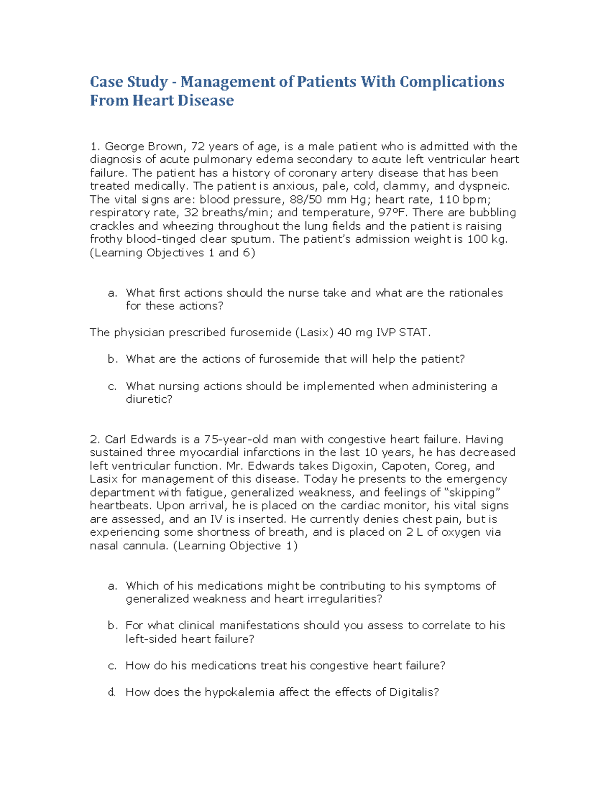 case study examples heart disease