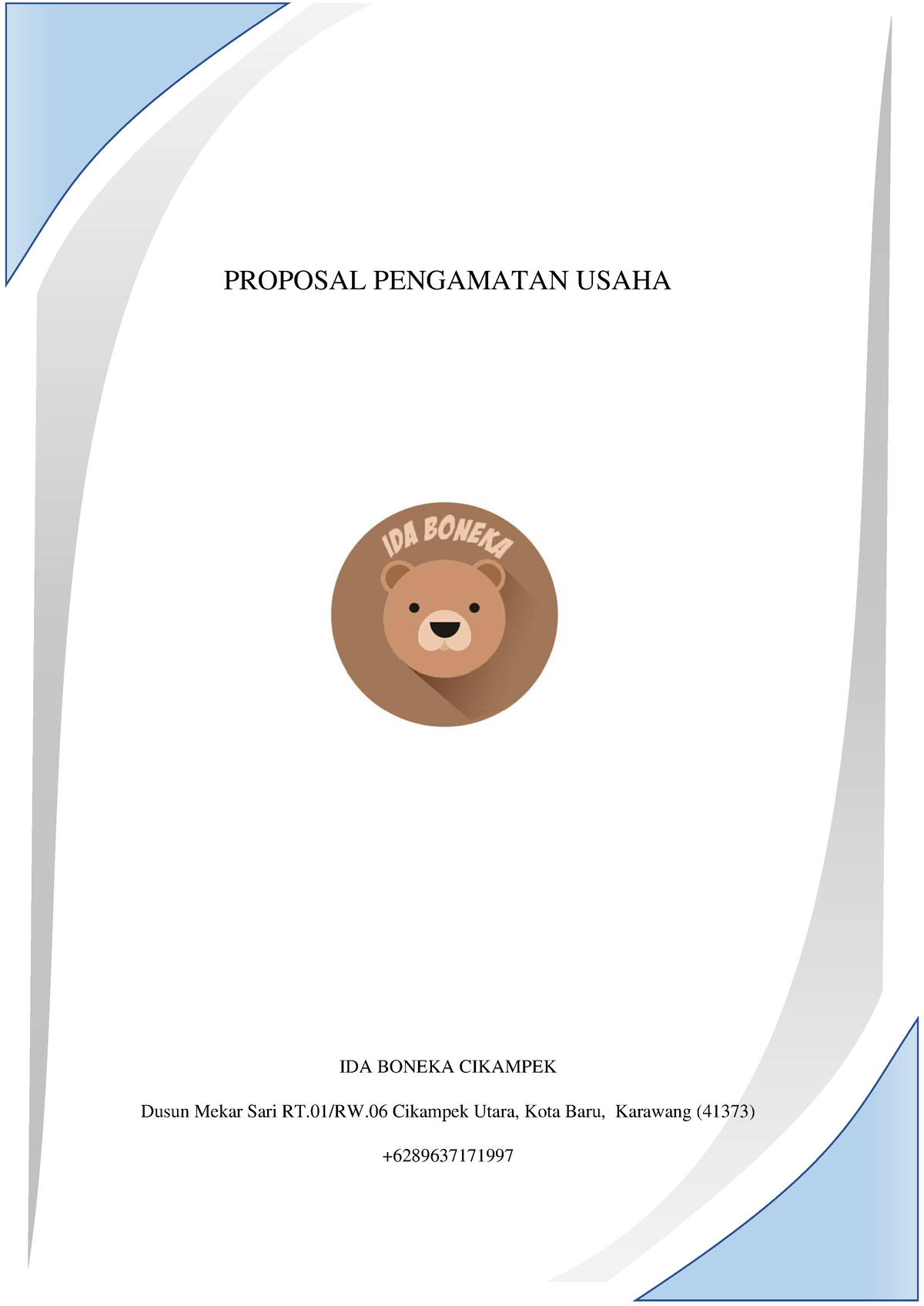 Tugas Besar Kwu Baru - PROPOSAL PENGAMATAN USAHA IDA BONEKA CIKAMPEK ...