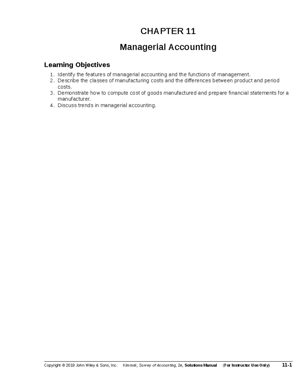 Kimmel SOA 2e CH11 SM - CHAPTER 11 Managerial Accounting Learning ...