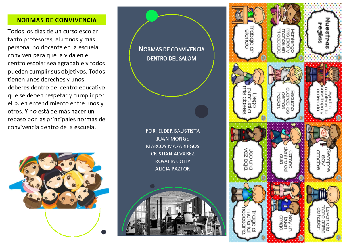 Tríptico normas - NORMAS DE CONVIVENCIA Todos los días de un curso