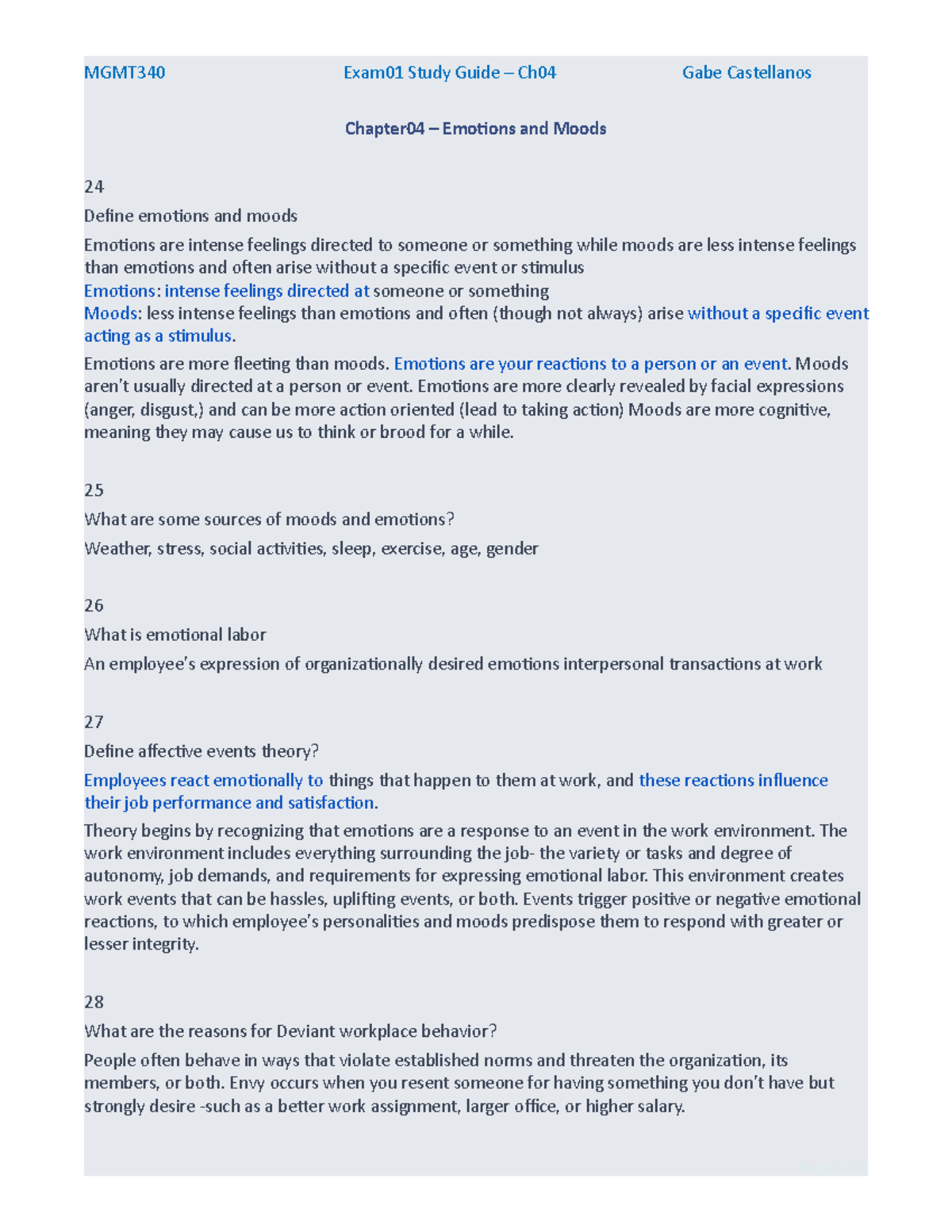 Exam01 Study Guide – Ch04 - MGMT340 Exam01 Study Guide – Ch04 Gabe ...