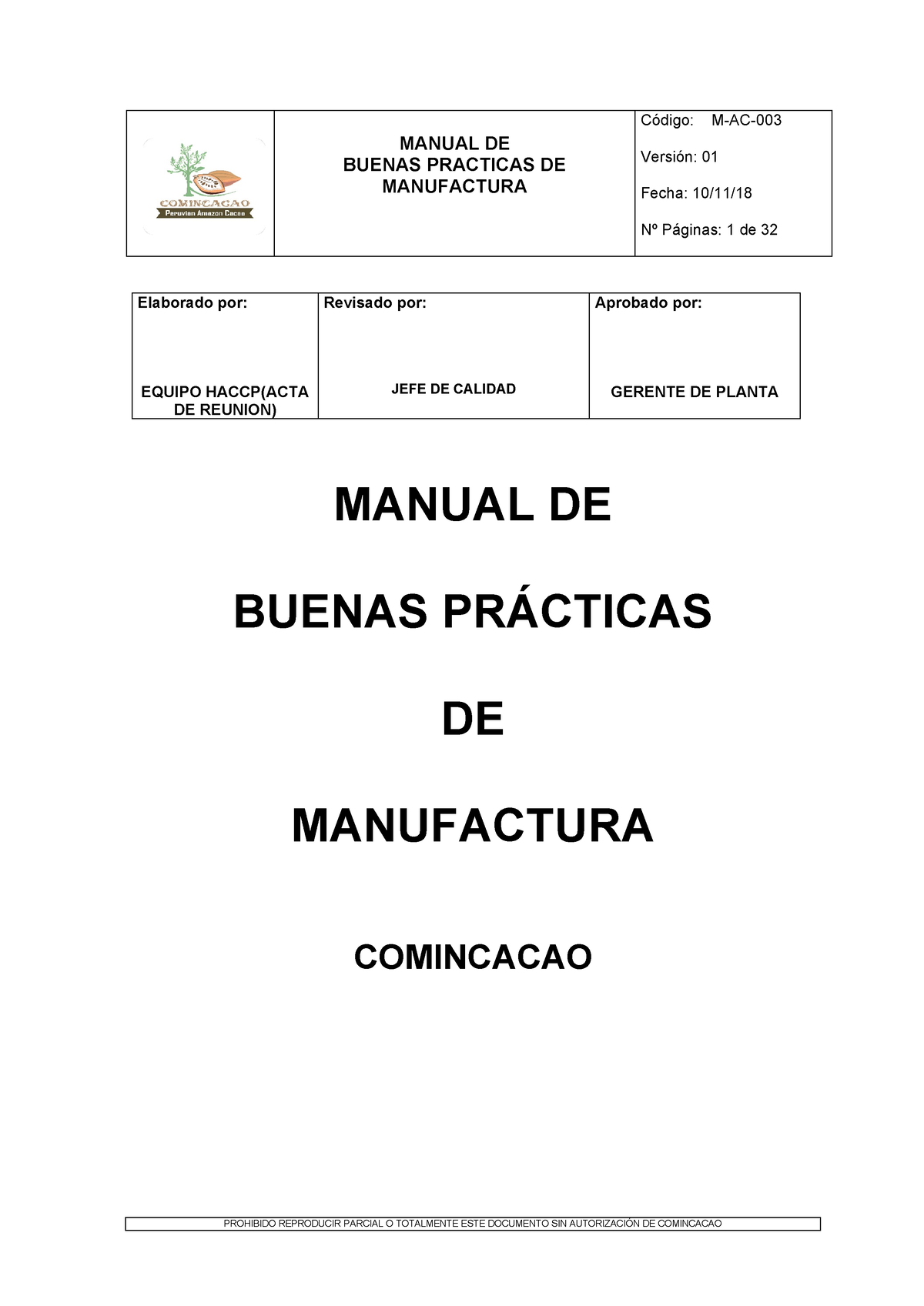 Manual De Buenas Practicas - MANUAL DE BUENAS PRACTICAS DE MANUFACTURA ...