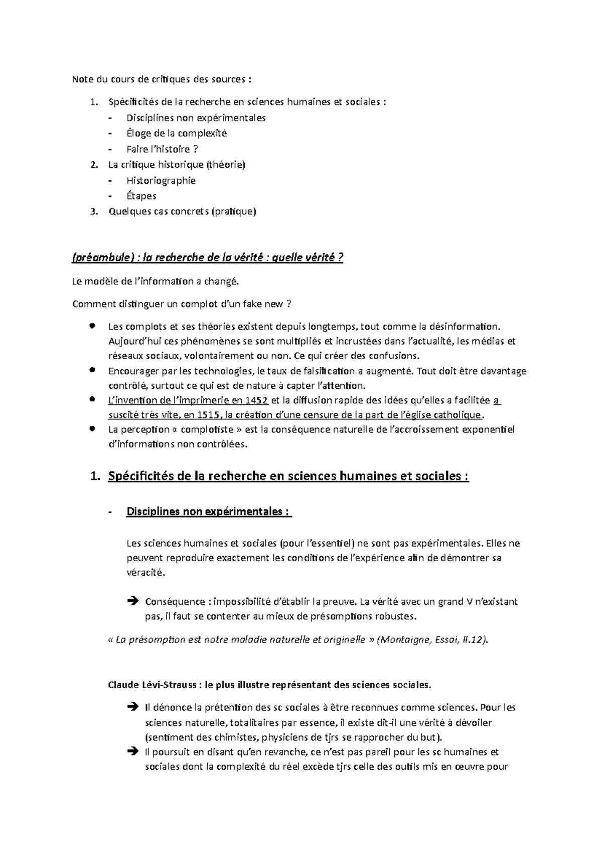 Synthèse critique des sources - Note du cours de critiques des sources ...