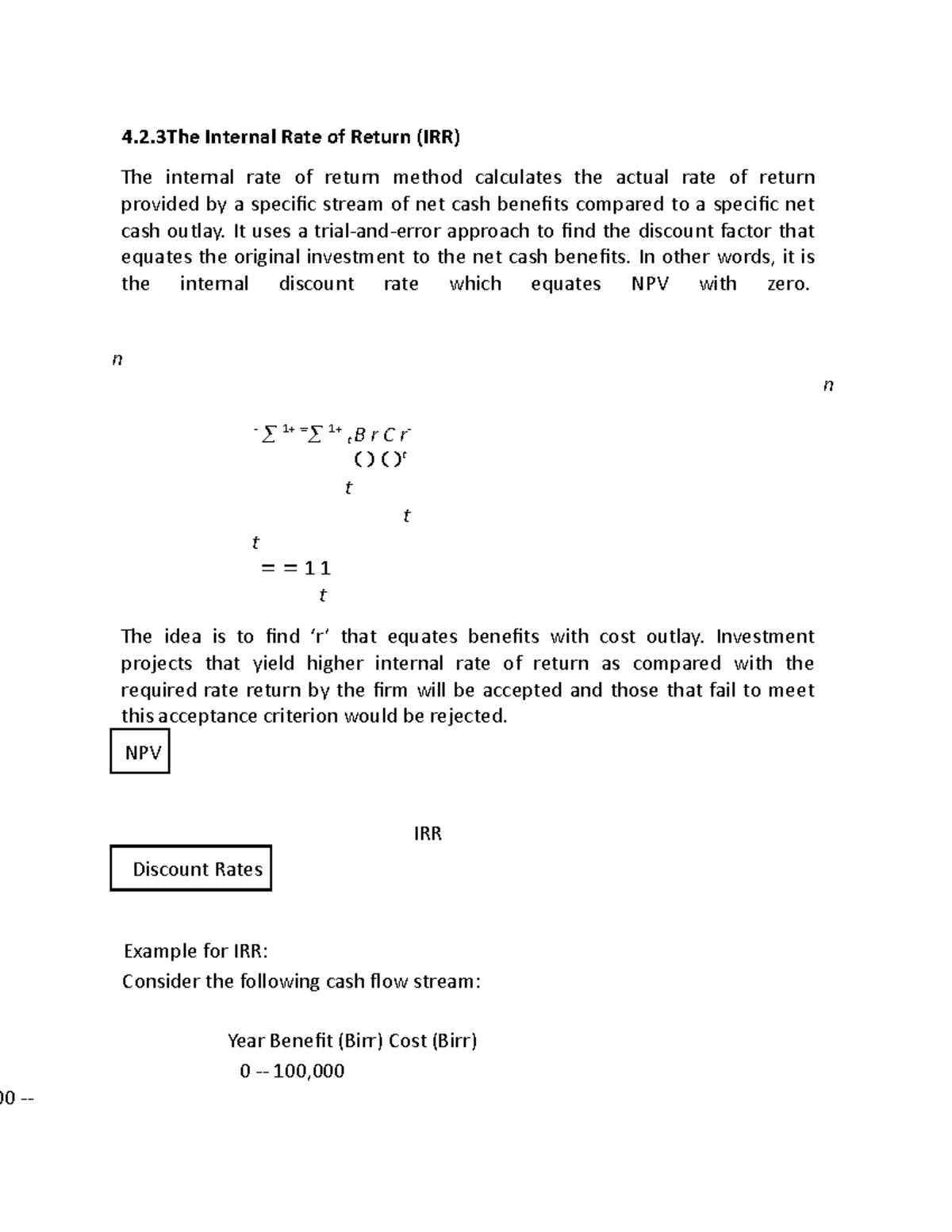 4.2.3 The Internal Rate of Return (IRR) Lecture Notes - 4.2 Internal ...